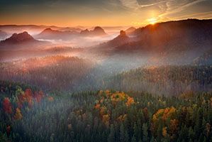 Sunrise from the rocks of Saxon Switzerland